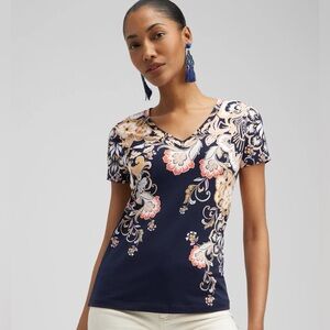 Chico’s Scrolls V-neck Perfect Tee